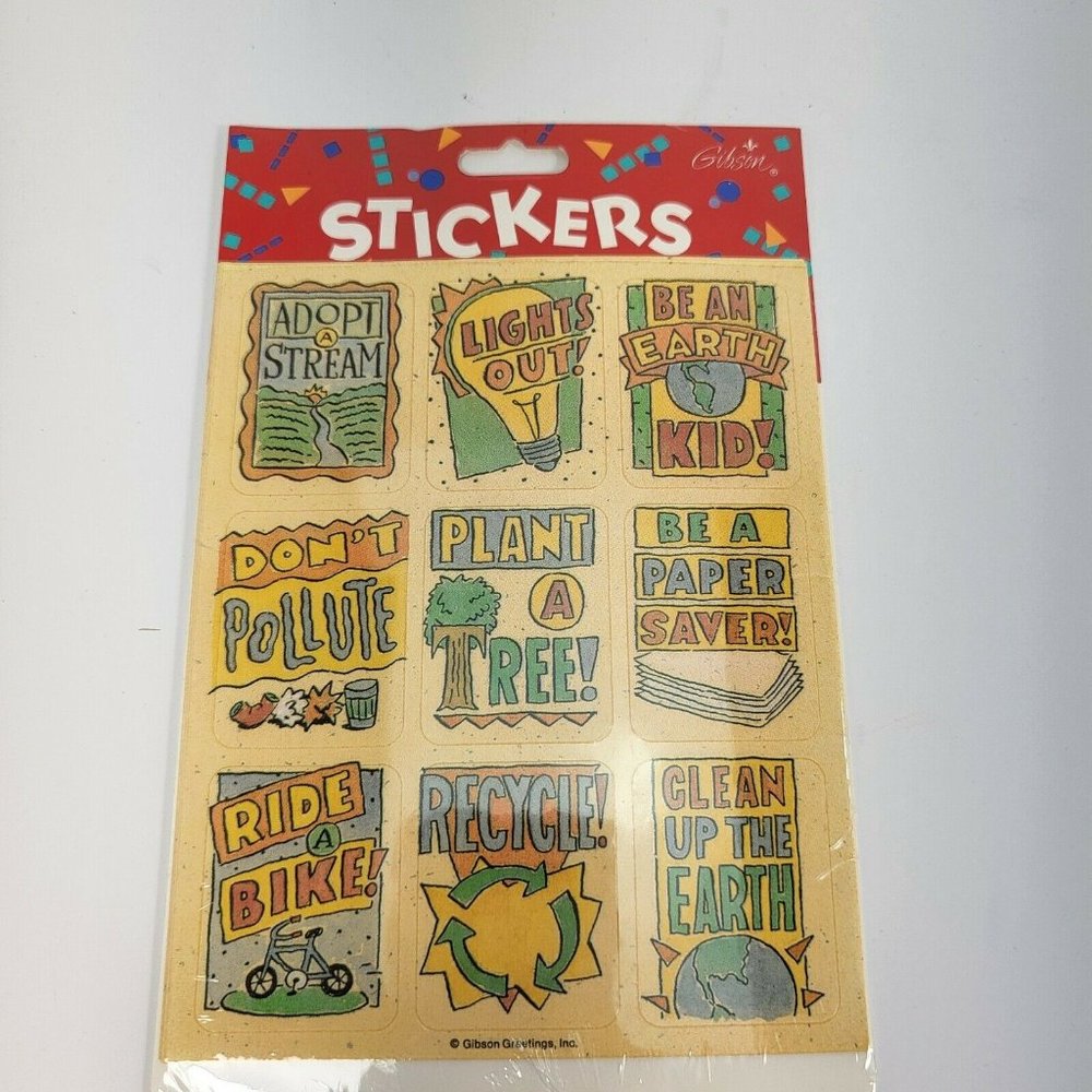 Vintage 1993 Gibson Greetings Sticker Recycle Be An Earth Kid Clean Up The Earth